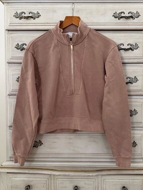 Intermix Beige Quarter Zip Sweatshirt